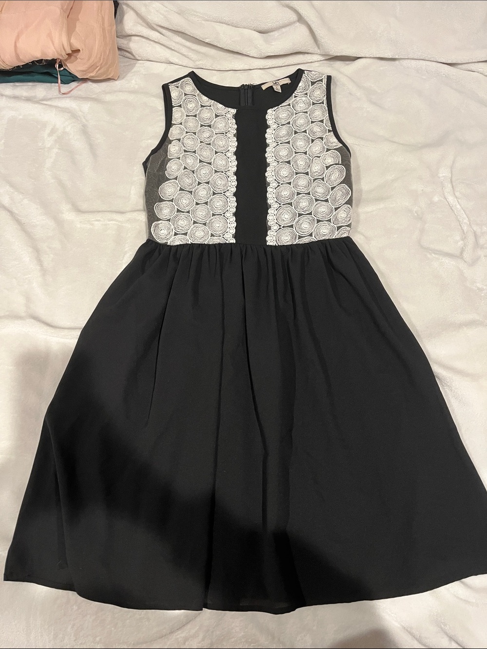 Ya Los Angeles Black Dress with White Rosette Bodice